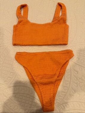 naked wardrobe Orange Smocked Bikini Set